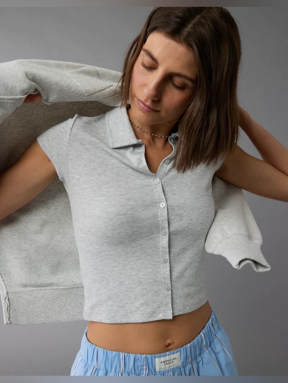 AE Collared Button-Up T-Shirt